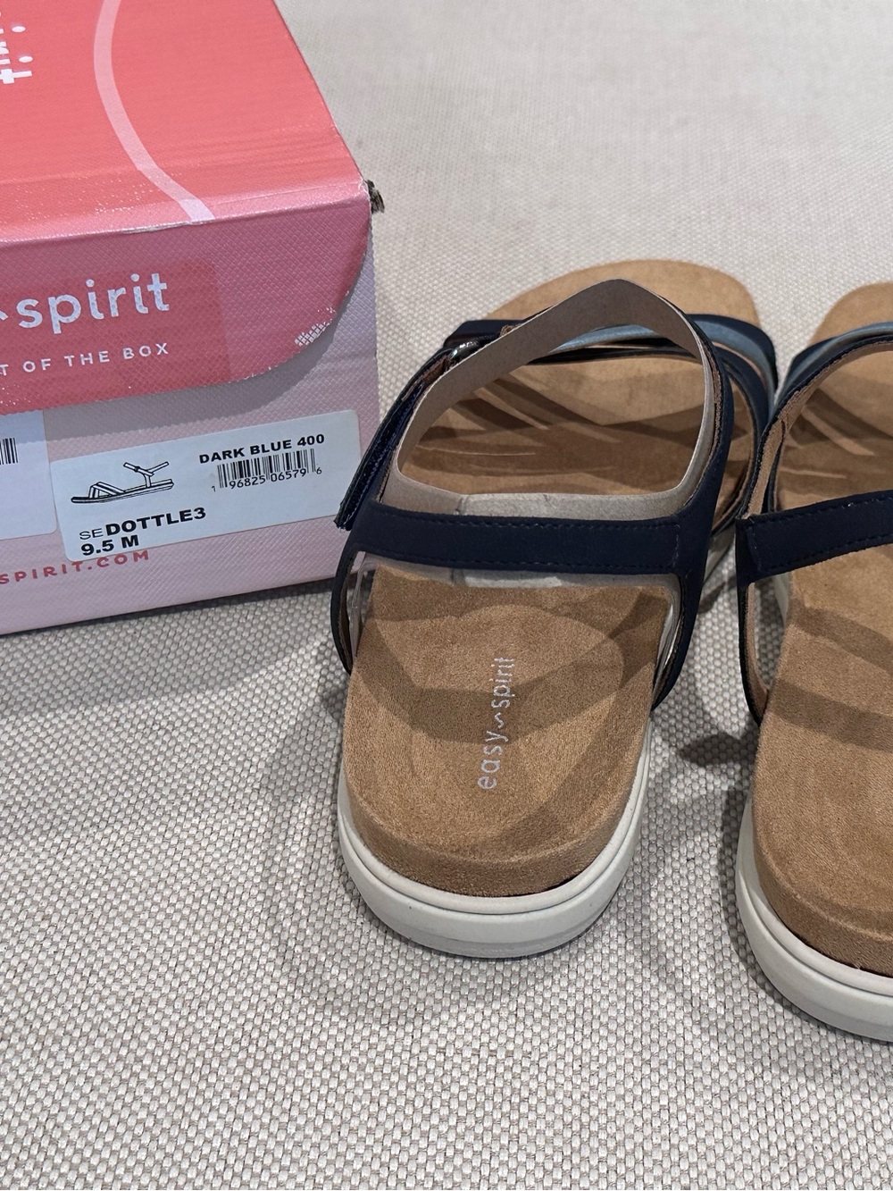 EASY SPIRIT size 9.5 Dark Blue Dottle Comfort Lightweight Velcro Sandals NEW - Picture 11 of 15
